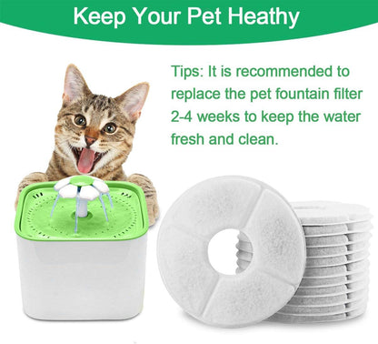 Pet Water Fountain Filters Replacement,Cat Water Fountain Filter, Activated Carbon Replacement Filter for Cat Flower Water Fountain (12Pack)